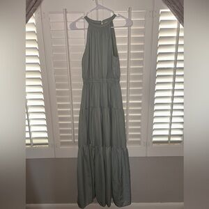 Mint Tiered Halter Maxi Dress